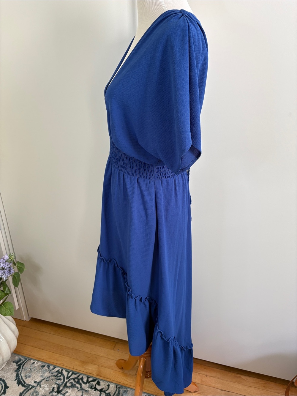 Flying Tomato Royal Blue High-Low V-Neck Puff Sleeve Dress L - Picture 3 of 4